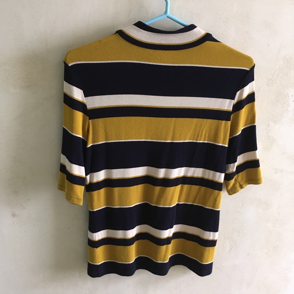 Retro stripe Ann Taylor mock neck tee sz S - Picture 12 of 12